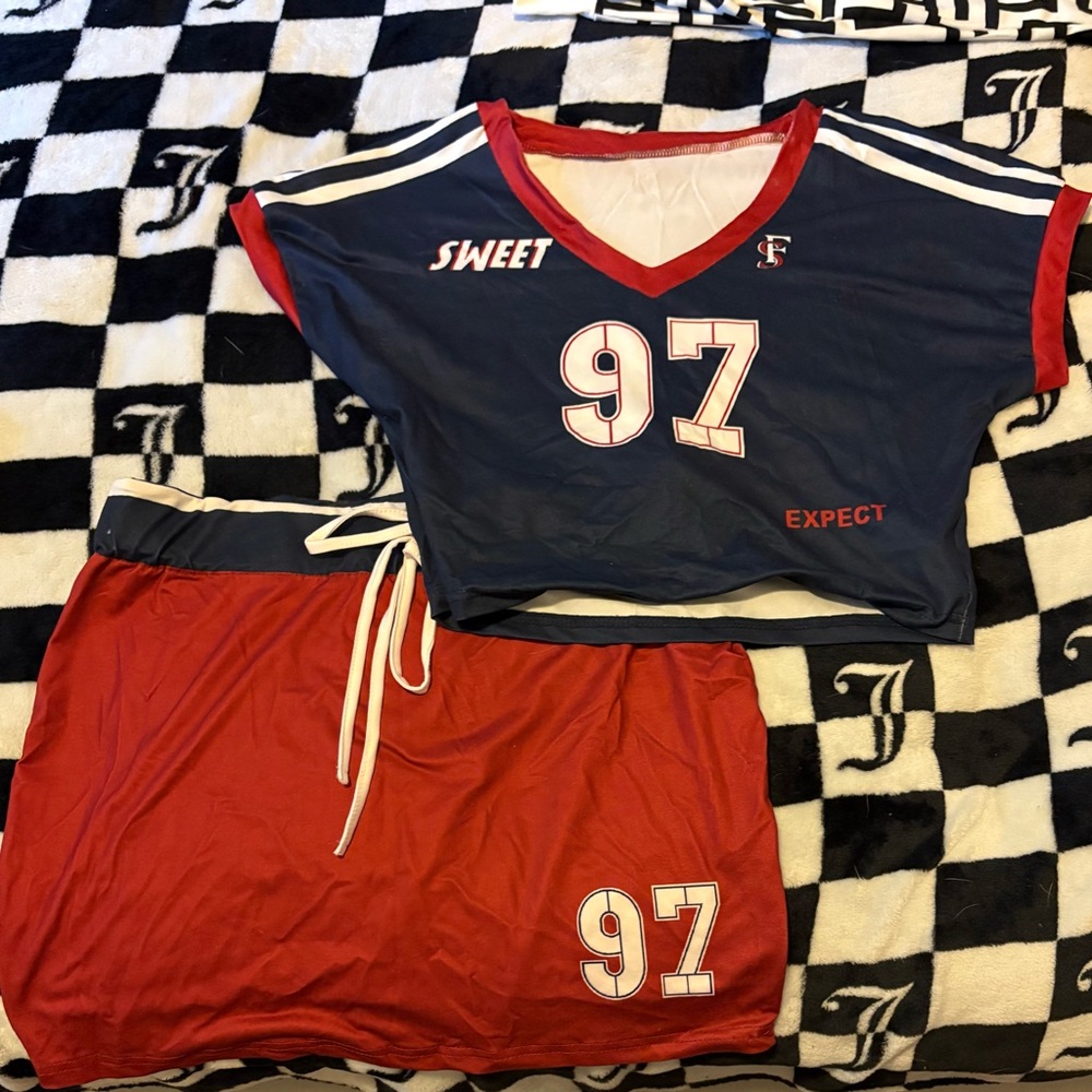 Red and Blue Sports Jersey Set